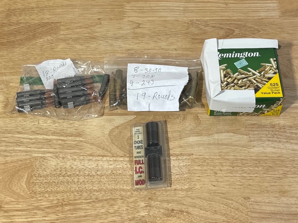 Remington .22 LR 525 Rounds - Appears Open - Assorted Centerfire Rounds - .223 Rounds - (2) Chokes, Improved Cylinder , Modified - Mossberg? 