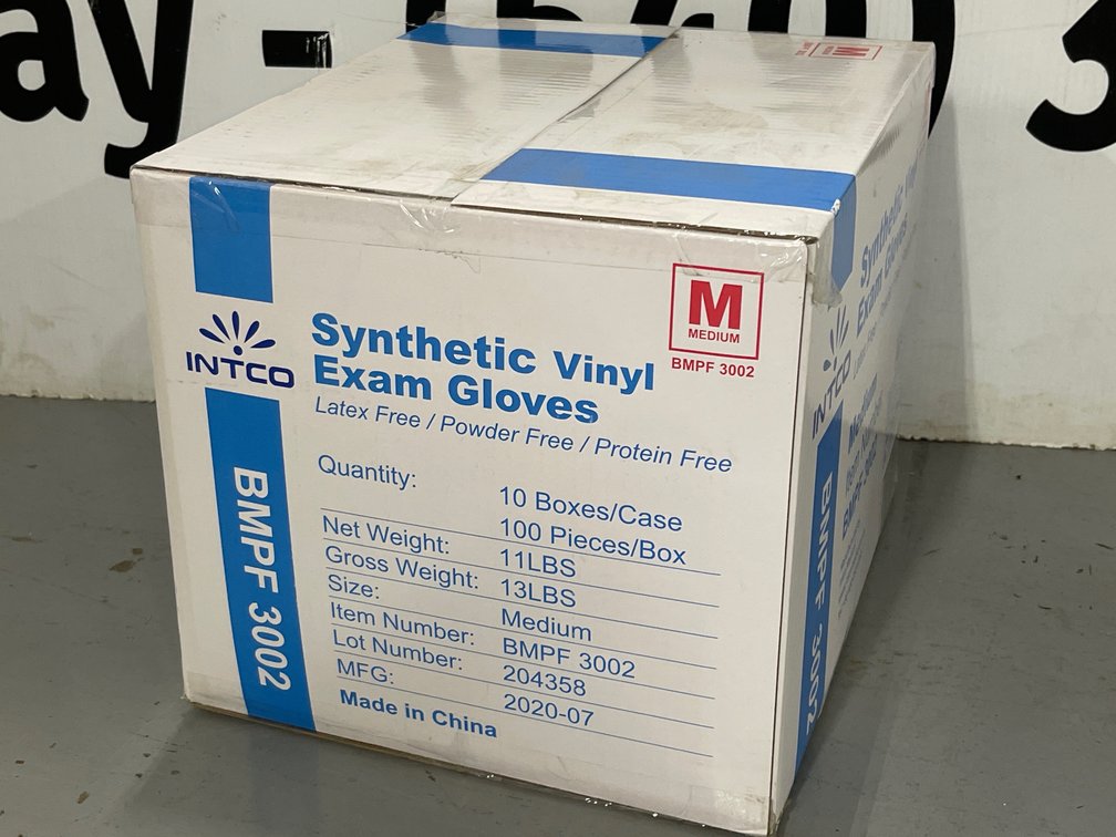 Vinyl Exam Gloves Size Medium Case (10 Boxes)
