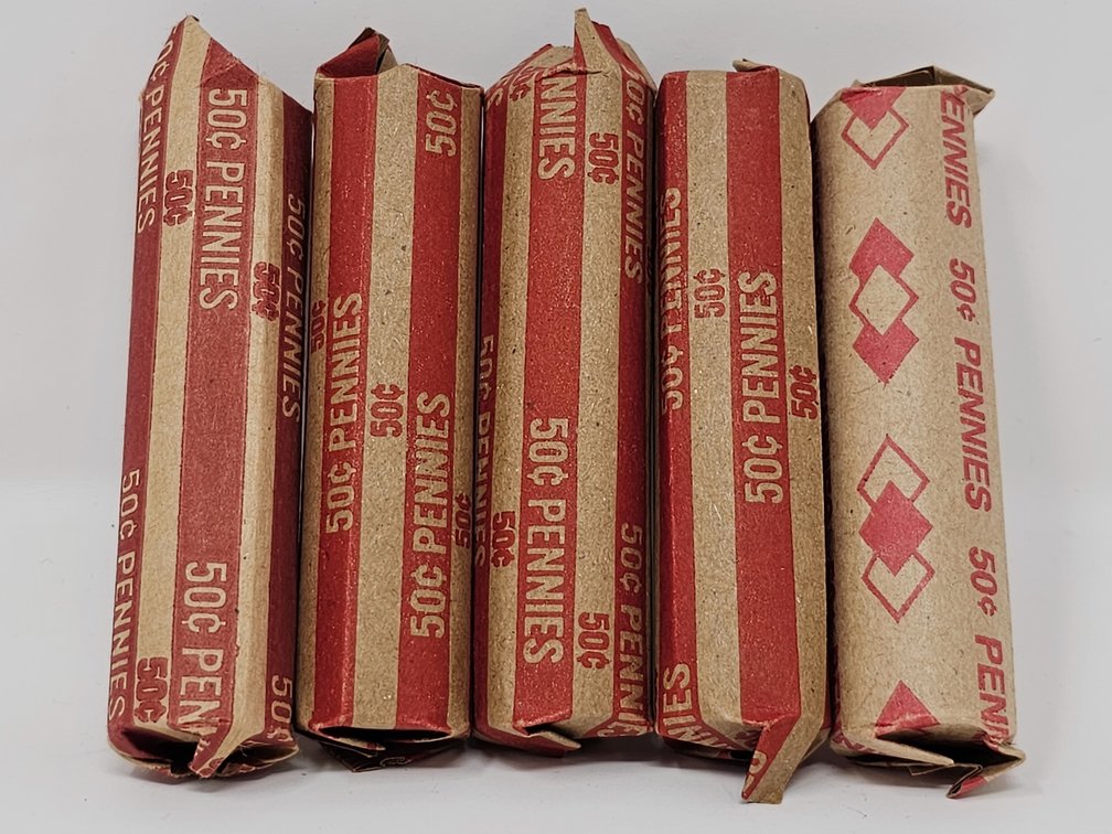 (5) Rolls Wheat Cents (Unsearched By Us) - 5 Rolls Included 