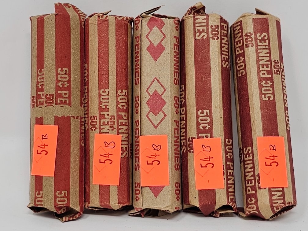 (5) Rolls Wheat Cents (Unsearched By Us) - 5 Rolls Included