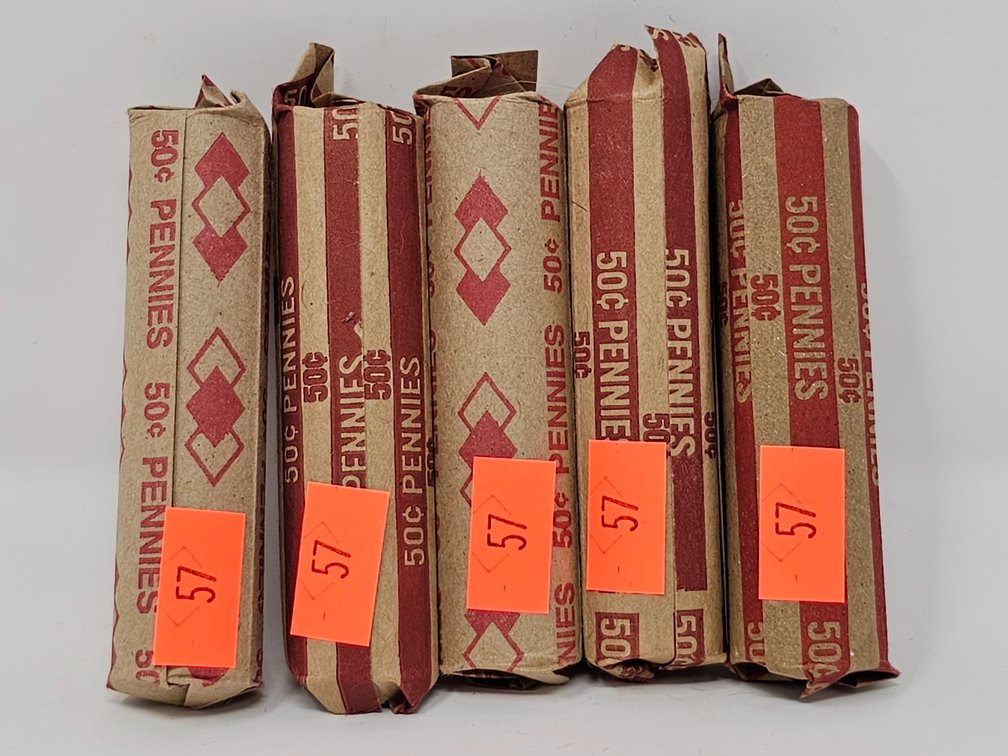 (5) Rolls Wheat Cents (Unsearched By Us) - 5 Rolls Included
