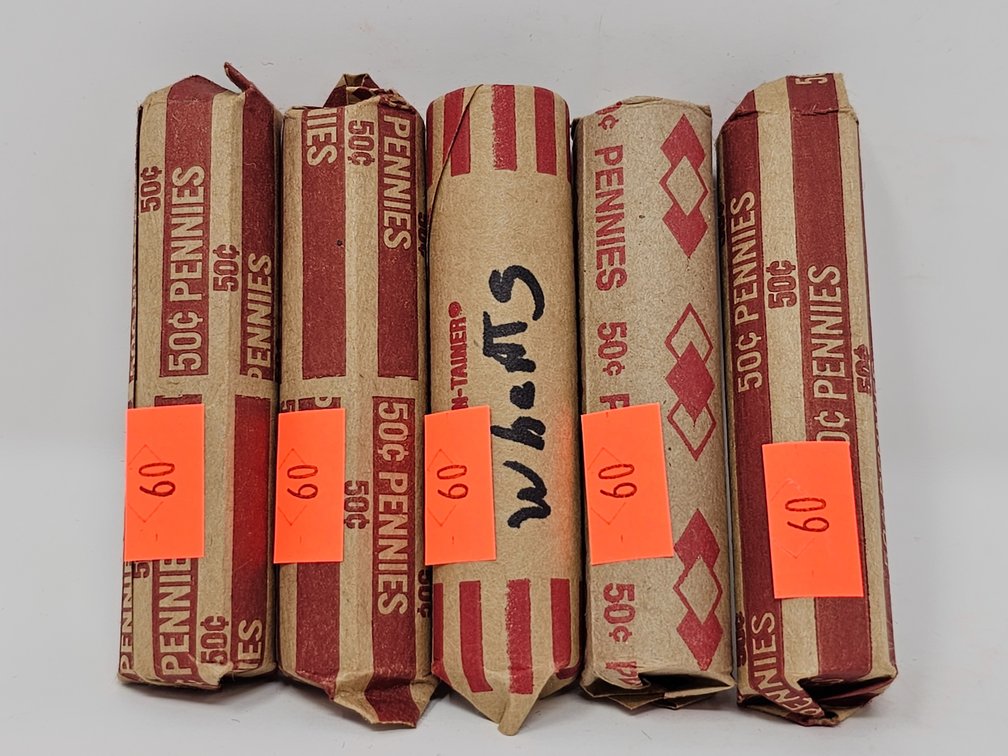 (5) Rolls Wheat Cents (Unsearched By Us) - 5 Rolls Included