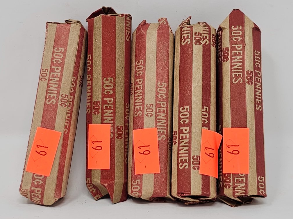 (5) Rolls Wheat Cents (Unsearched By Us) - 5 Rolls Included