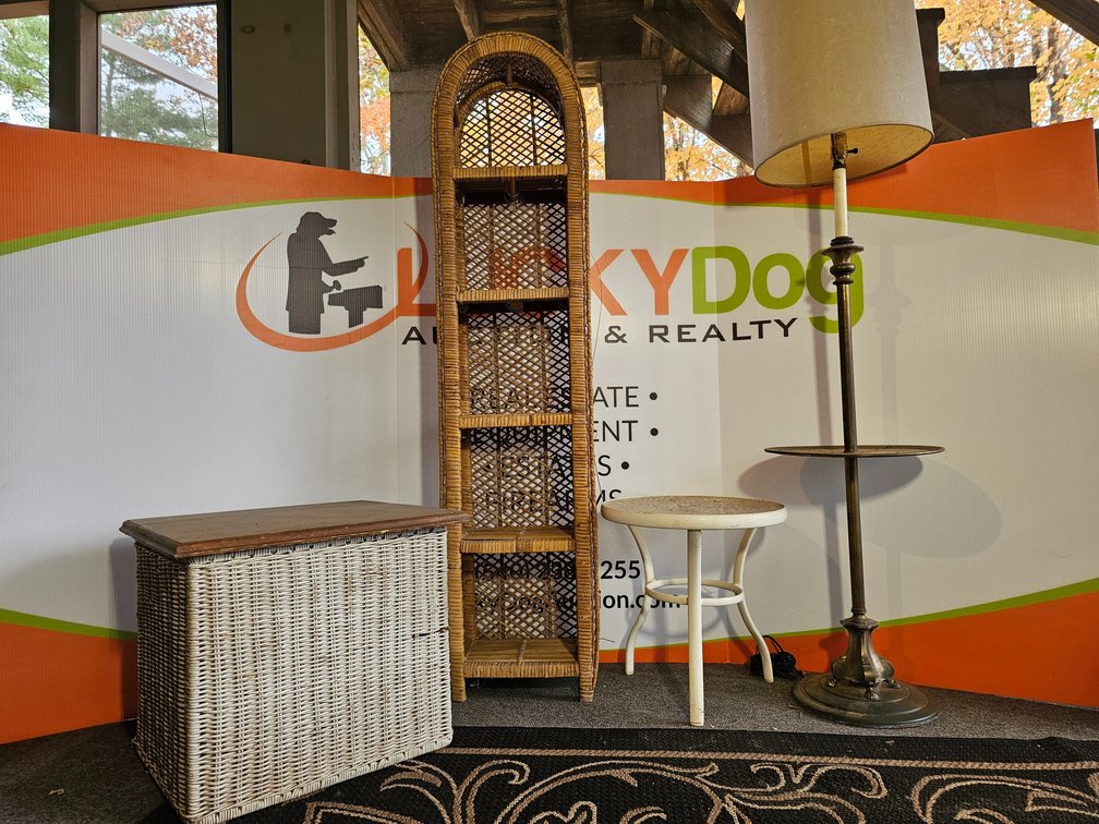 Wicker Bookshelf - Measures 58" Tall - Table Lamp - Wicker Box - Outdoor End Table