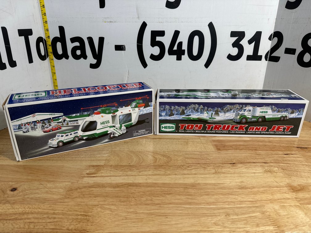 Hess Helicopter with Motorcycle and Cruiser - Hess Toy Truck and Jet