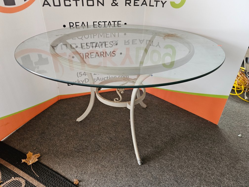 Outdoor Glass-Top Table - Measures 26" Tall x 42" Wide