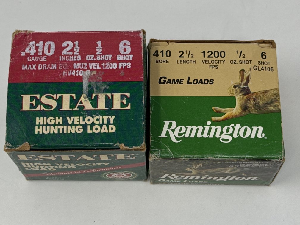 Estate 410 Ga 2.5” 6 Shot - Remington 410 Ga 2.5” 6 Shot - (1) Box of 25 - (1) Box of 20