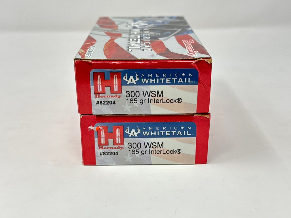 Hornady American Whitetail .300 WSM 165 Gr Interlock - 1 Box Missing 6, (2) Boxes, 34rds Total