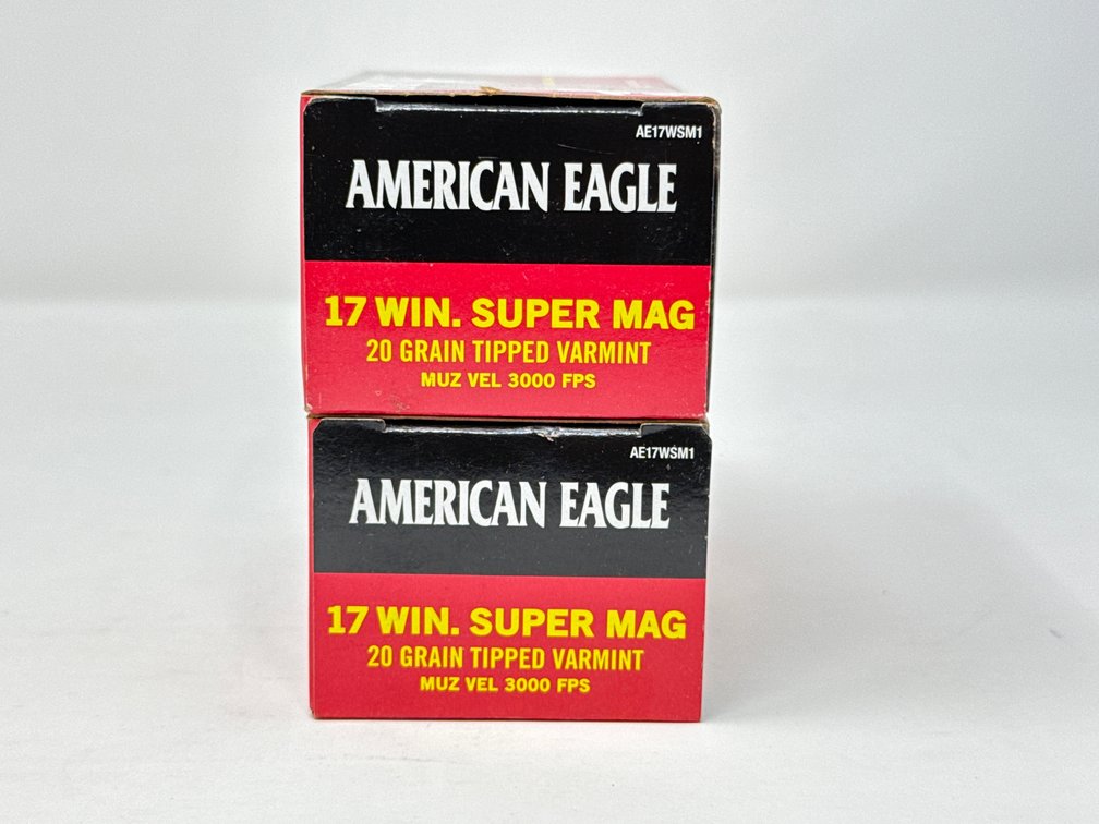 American Eagle .17 Win Super Mag 20 Gr Tipped Varmint - (2) Boxes of 50, 100rds Total