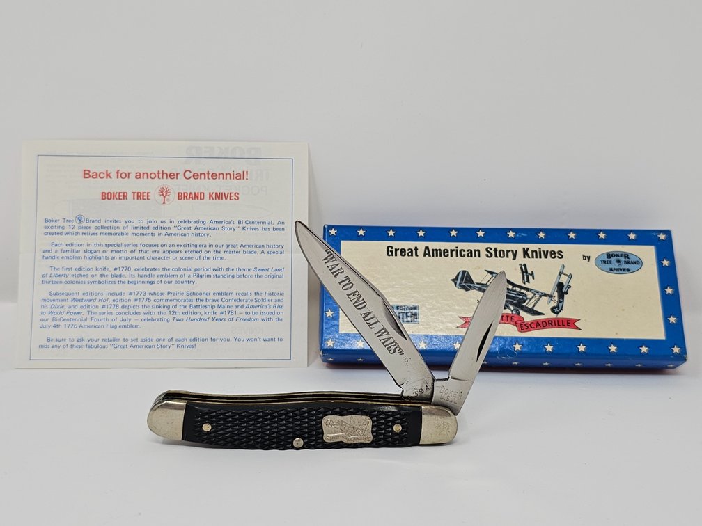 Boker (USA ) Tree Brand 1779 - Great American Story 2-Blade Knife - War To End All Wars - Lafayette Escadrille - w/ Box and Paper 