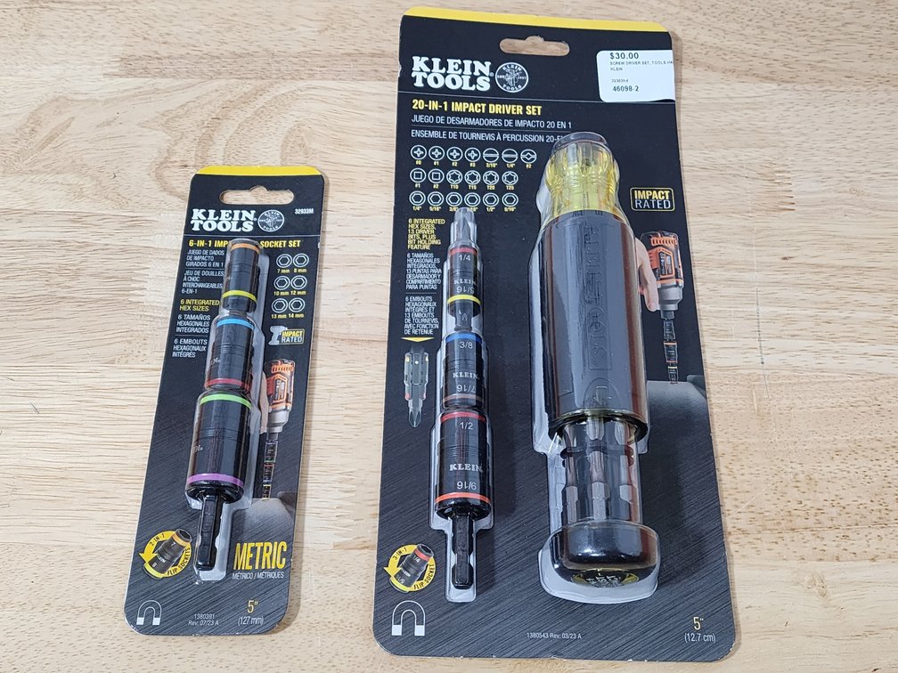 Klein Tools 20 in 1 Impact Driver Set - Klein Tools 6 in 1 Impact Flip Socket Set 
