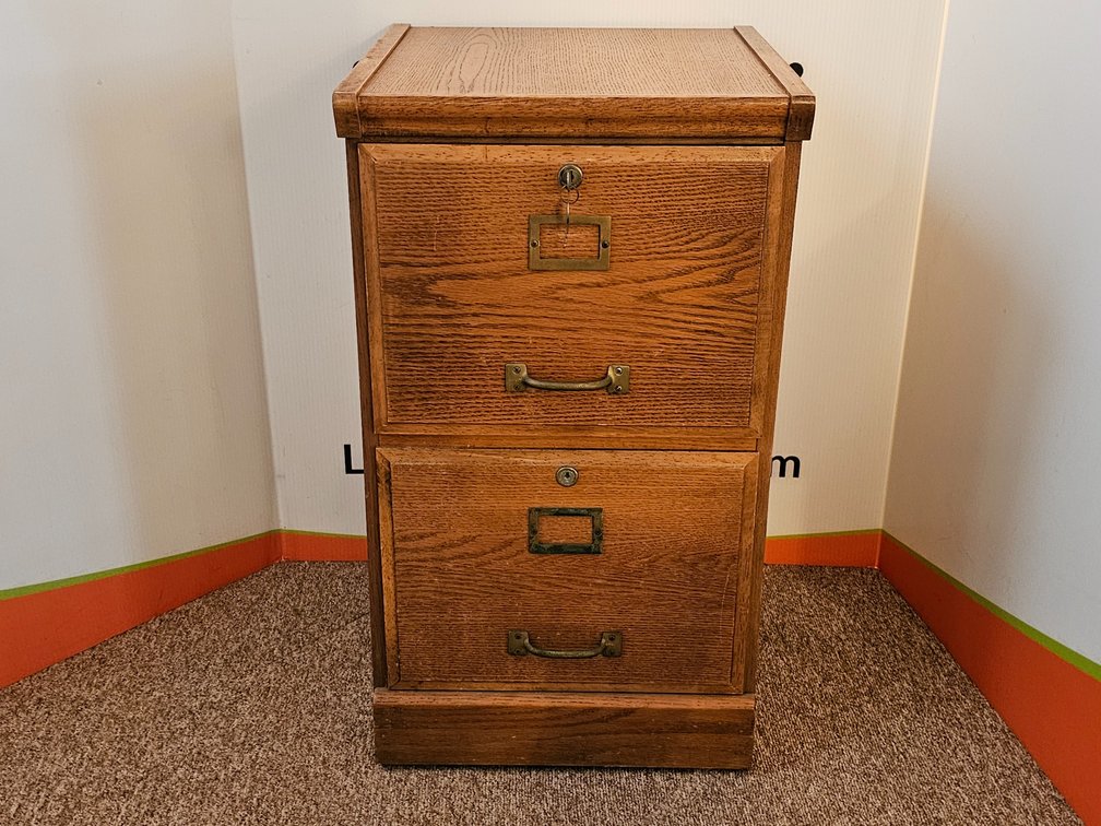 Solid-Wood 2-Drawer Filing Cabinet w/ Lock/Keys - Measures 28" Tall x 16" Wide x 17" Deep