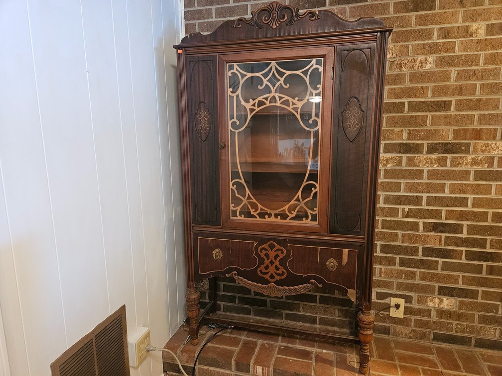 Antique Wooden China/Display Cabinet Measures - 68" × 38" Wide × 13.75" Deep