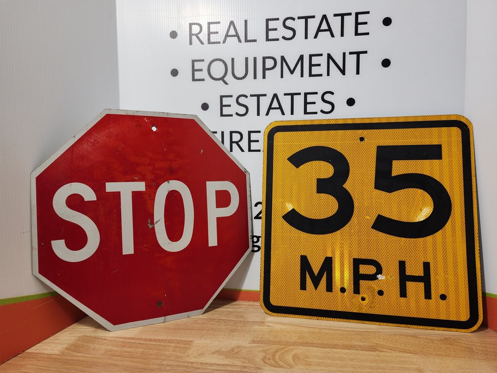 Metal Stop Sign Measures 18" Tall - 35 MPH Sign Measures 18" x 18" 