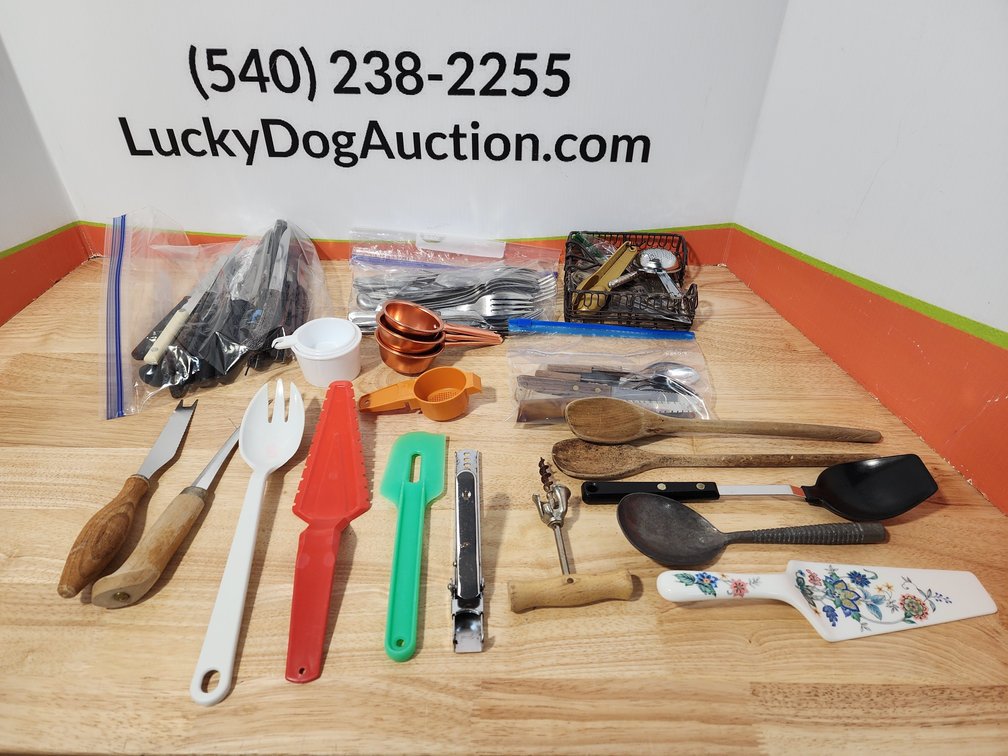 Assorted Silverware Forks - Spoons - Knives - Kitchen Utensils - Measuring Cups and More 