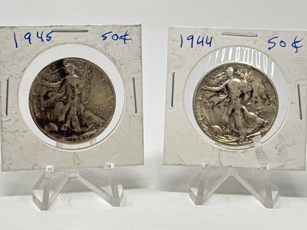 1944 Walking Liberty Half Dollar - 1945 Walking Liberty Half Dollar