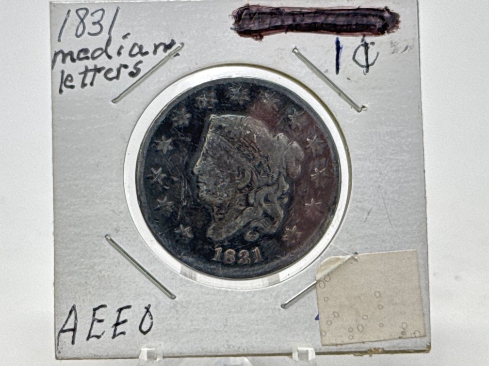 1831 Coronet Head One Cent Coin 