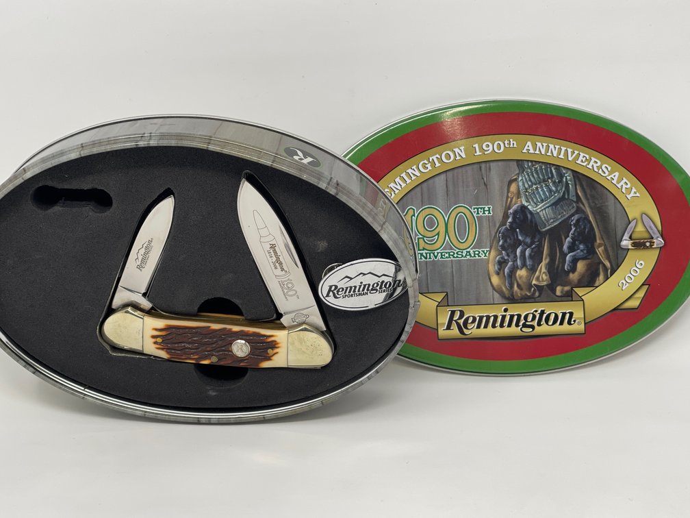 Remington 190th Anniversary Folding Pocket Knife in Decorative Tin