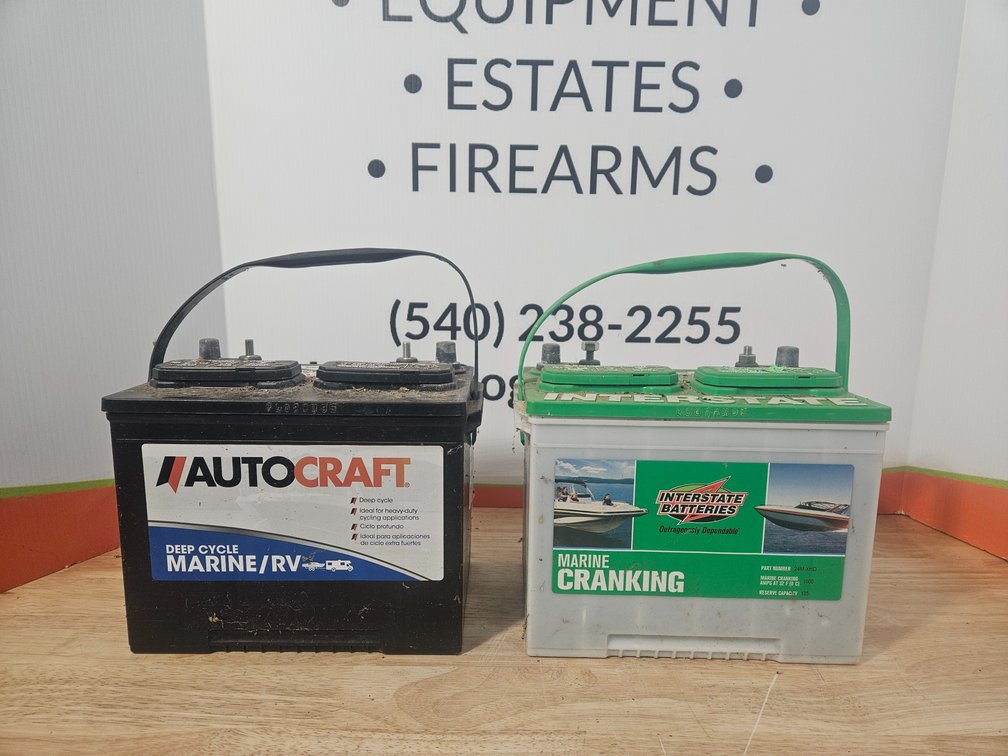 Autocraft 550 Cold Cranking Amp Deep Cycle Marine/RV Battery and Interstate 800 Cold Cranking Amp Marine Cranking Battery (Working Condition Unknown)