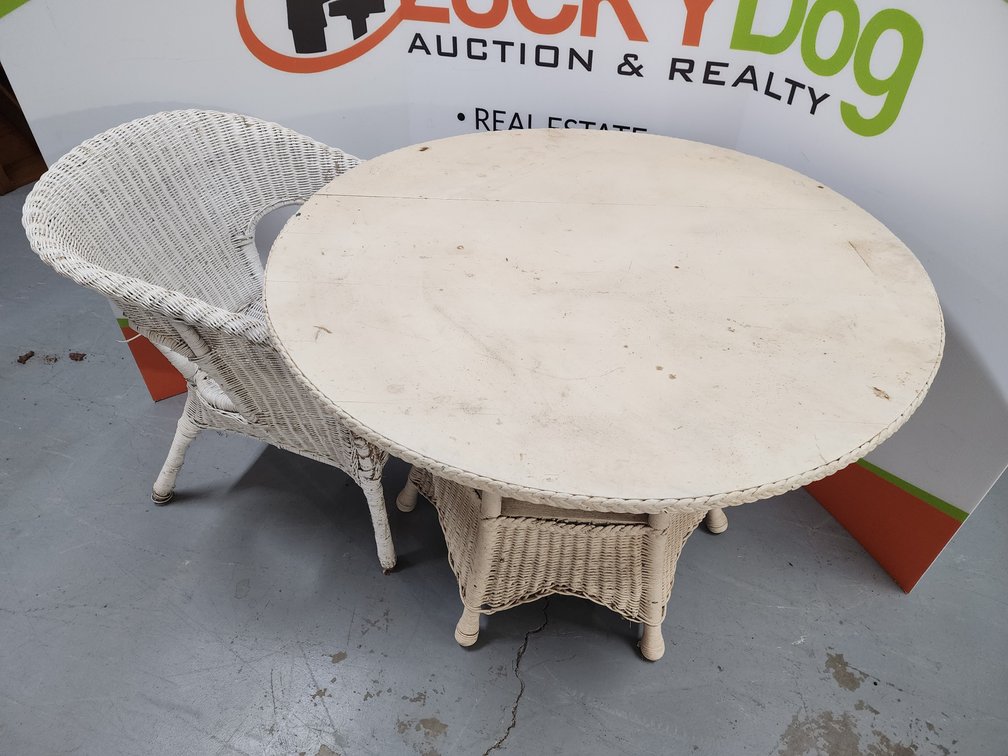 Wicker Patio Table Measures 29" Tall x 41.5" Wide - Wicker Patio Chair 