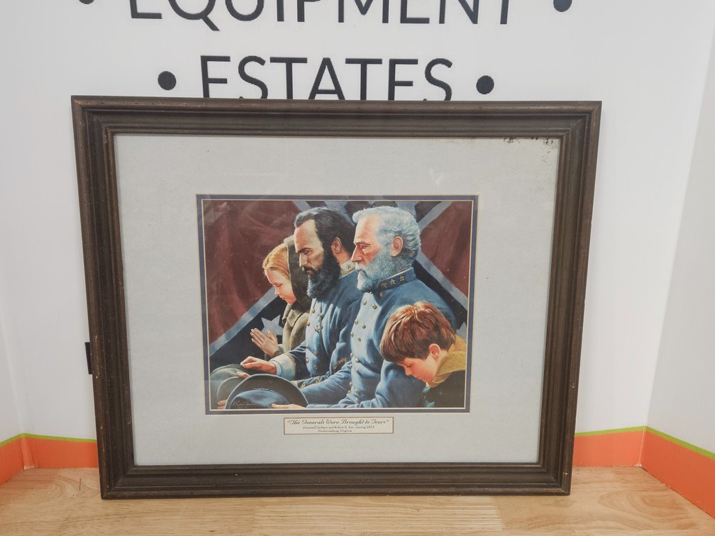 “The Generals Were Brought To Tears” - Stonewall Jackson and Robert E Lee Framed Print Measures 18.75" ×22.5"
