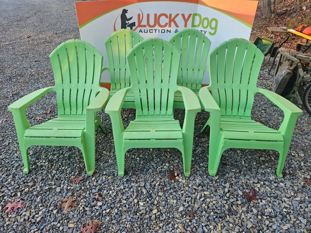 Plastic Adirondack Patio Chairs Measures - 36.5" Tall × 29.5" Wide × 24" Deep (5 Included)