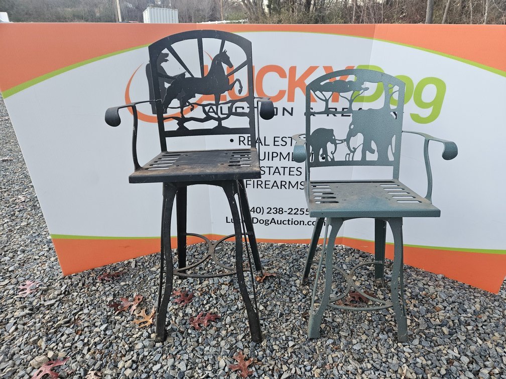 Metal Swivel Chairs Measures - 41.5"×22"×17.5" and 47"×22"×17.5" (2 Included)