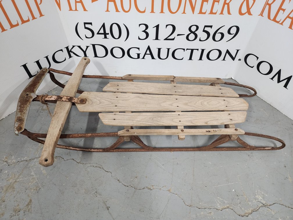 Metal/ Wooden Sled Measures 40" Long 