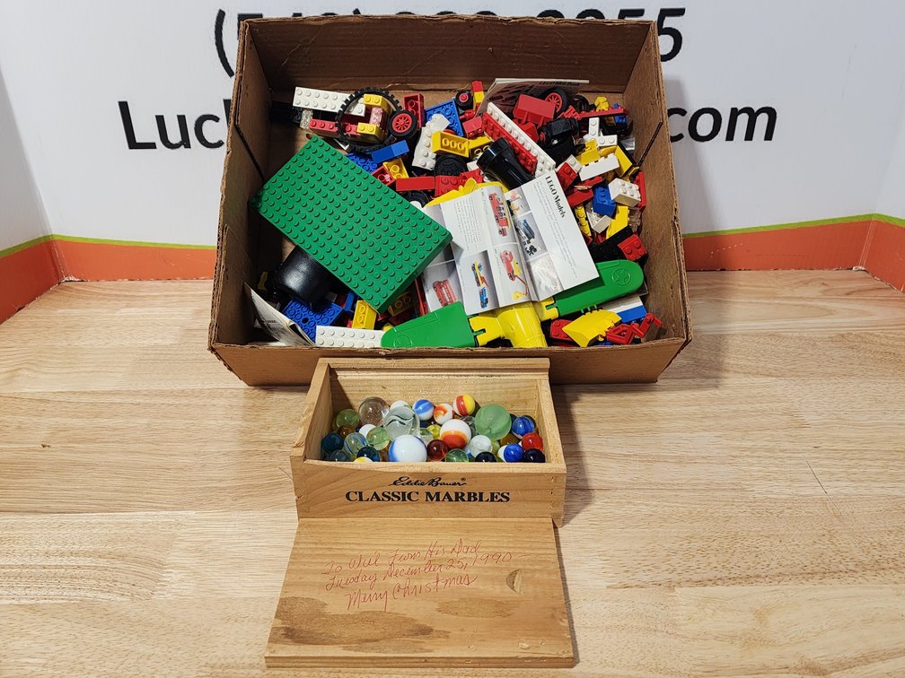 Assorted Legos - Eddie Bauer Classix Marbles Box w/ Assorted Marbles 
