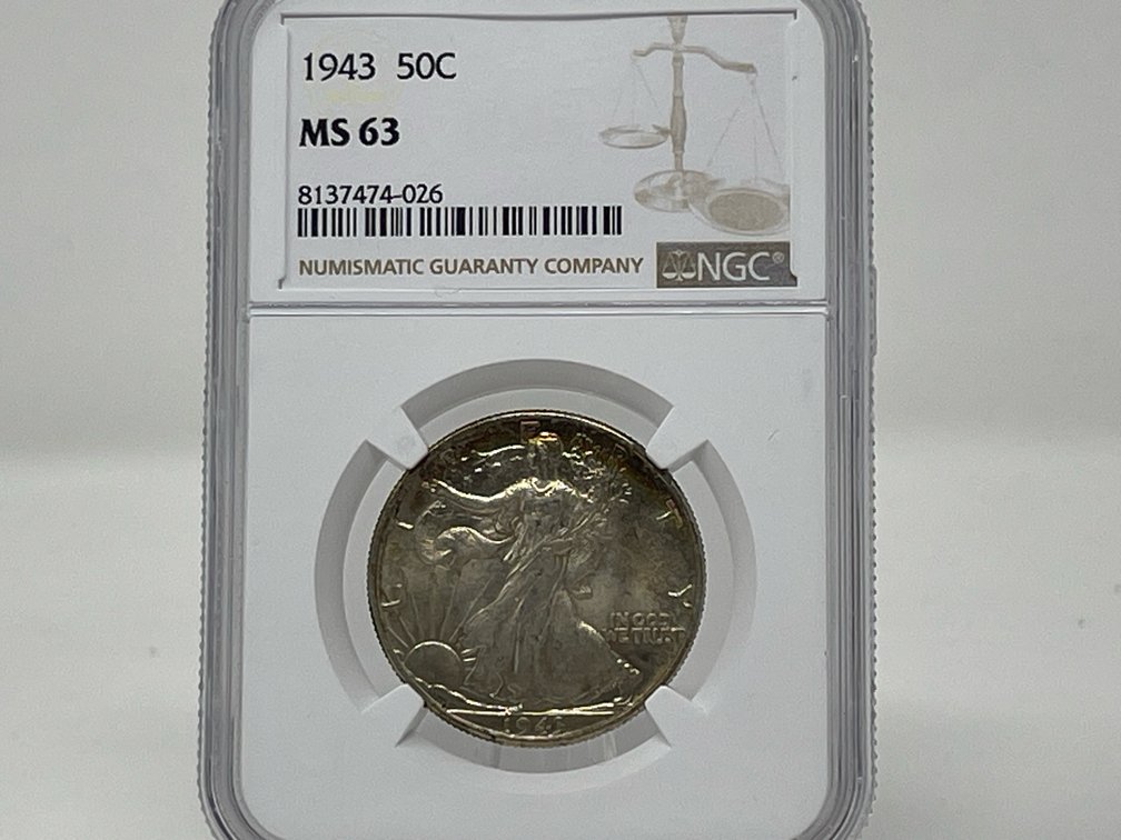 1943 Walking Liberty Silver Half Dollar - NGC Graded MS 63