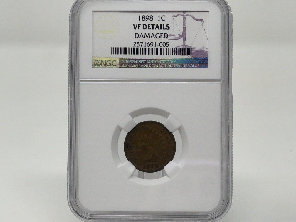 1898 Indian Head Cent - NGC Graded VF Details Damaged