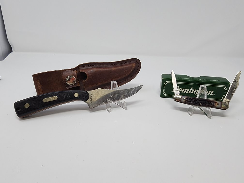 Remington USA Two Blade Pen Knife - Schrade 152OT Fixes Blade Knife w/ Sheath