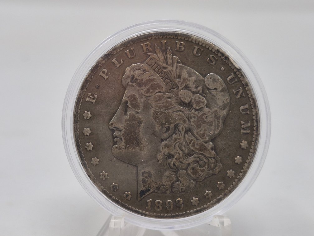 1892 Morgan Silver Dollar S Mint W/Hard Plastic Case