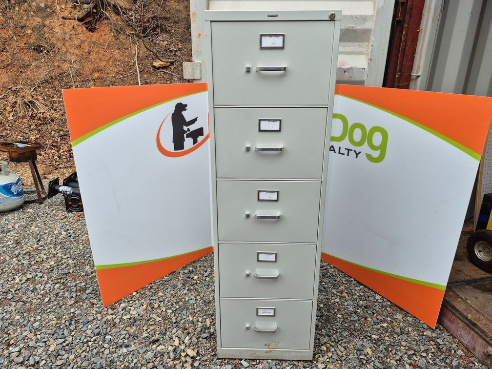 5 Drawer Metal Filing Cabinet Measures - 60" Tall × 18" Wide × 26.5" Deep