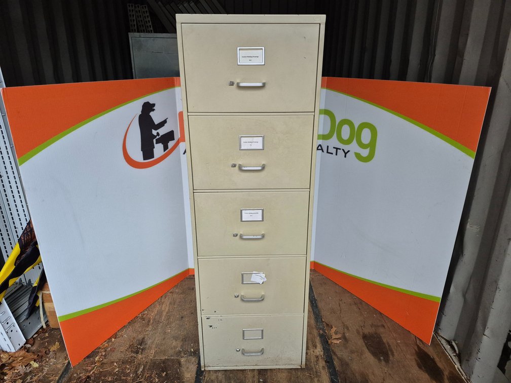 5 Drawer Metal Filing Cabinet Measures - 57" Tall × 18" Wide × 28" Deep