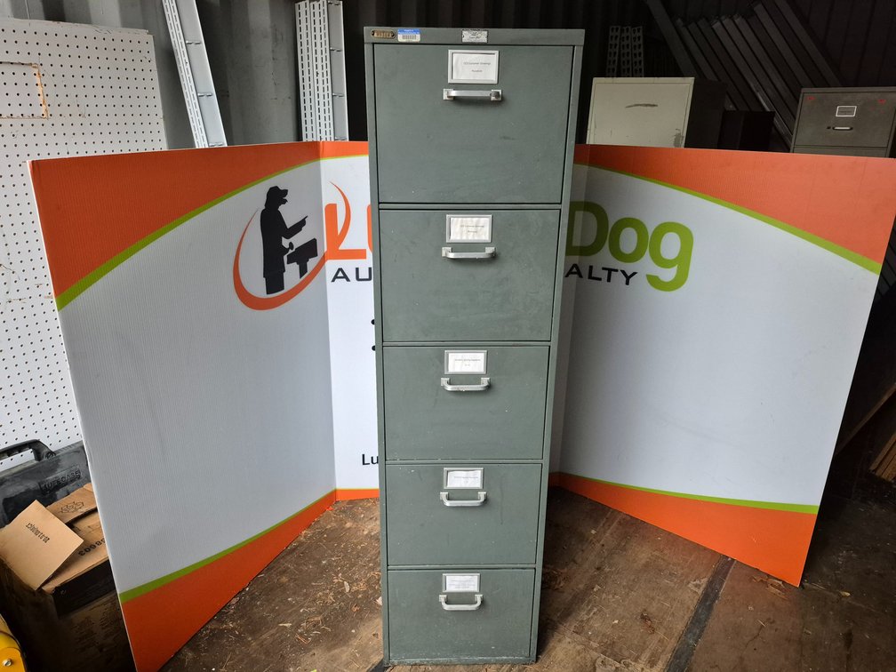 GF Super Filer Metal 5 Drawer Filing Cabinet Measures - 56.5" Tall × 15" Wide × 28" Deep