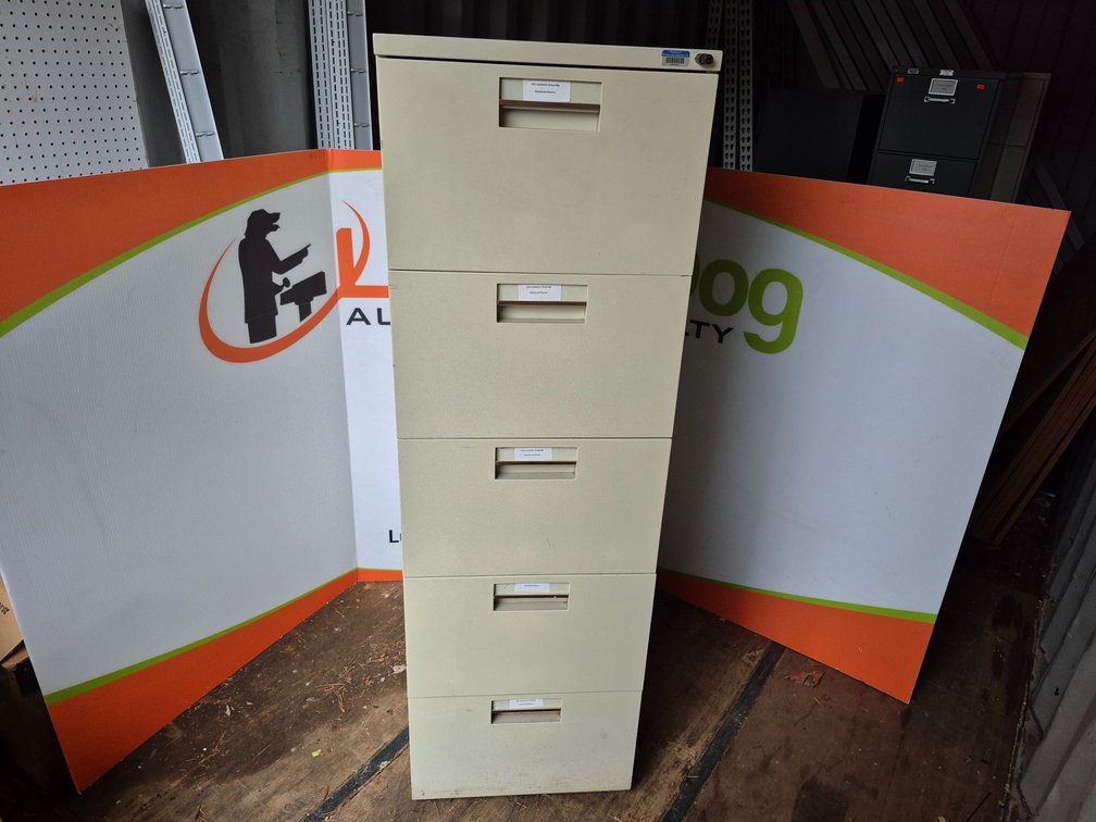 5 Drawer Metal Filing Cabinet Measures - 57.5" Tall × 18" Wide × 28.5" Deep