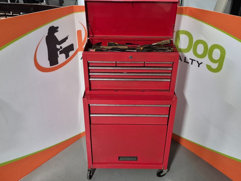 8 Drawer 2 Piece Metal Rolling Toolbox W/Storage and Tools Craftsman - Klein Tools - Husky and More Measures - 43" Tall × 24.5" Wide × 13" Deep
