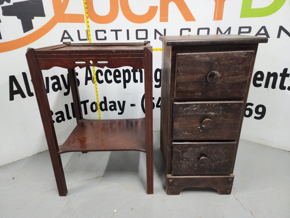 3 Drawer Storage Table Measures 28" Tall x 13.75" Wide x 16" Deep - Lamp/End Table Measures 27" Tall x 18" Wide x 15" Deep