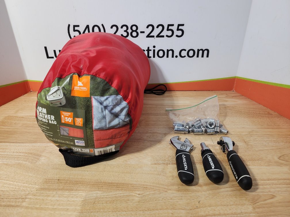 Husky Hand Tools (3) and Assorted Sockets - Ozark Trail Warm Weather Sleeping Bag