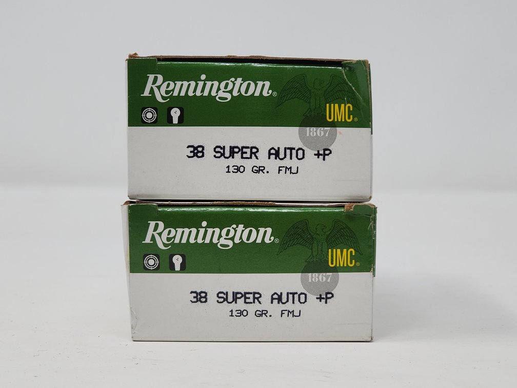 Remington UMC 38 Super Auto +P 130 Gr FMJ (2) Boxes Of 50
