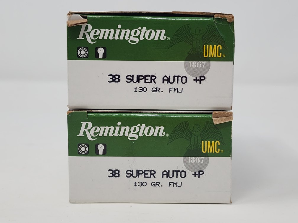 Remington UMC 38 Super Auto +P 130 Gr FMJ (2) Boxes Of 50