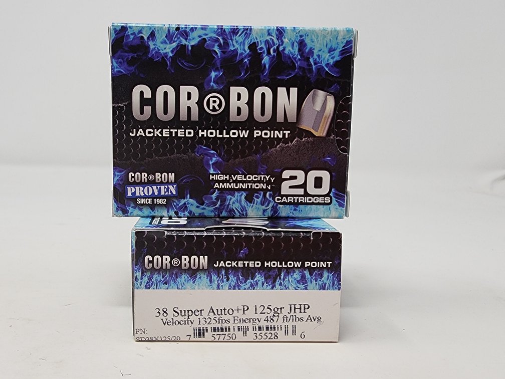 Cor Bon 38 Super Auto +P 125Gr JHP (2) Boxes of 20