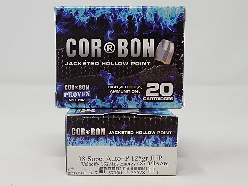 Cor Bon 38 Super Auto +P 125Gr JHP (2) Boxes of 20