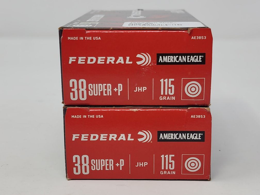 Federal American Eagle 38 Super +P 115 Grain JHP (2) Boxes of 50