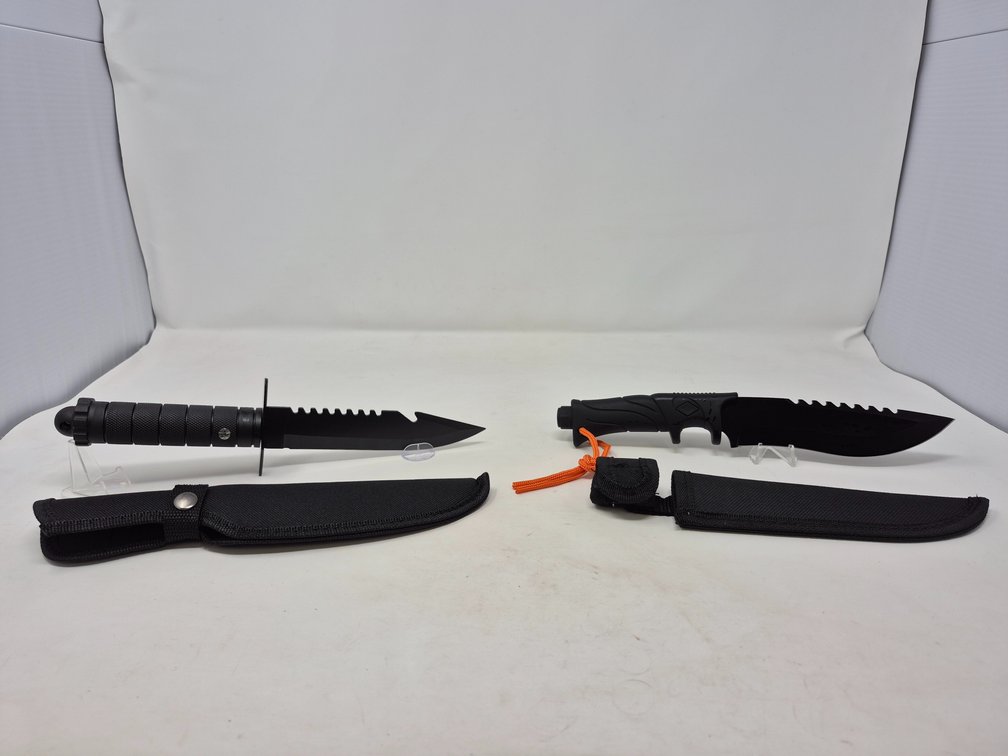 Fixed Blade Survival Knives 10.5" and 11" Long W/Sheath (2 Included)