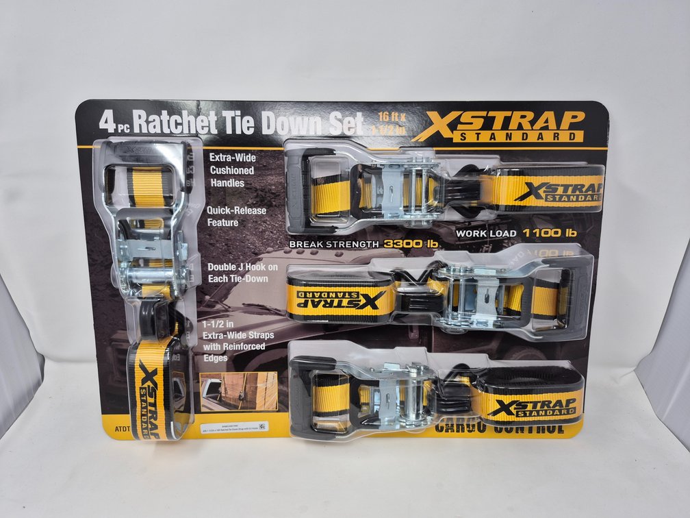 Xstrap Standard 4pc. Ratchet Tie Down Set 3,300lb. Break Strength (New)