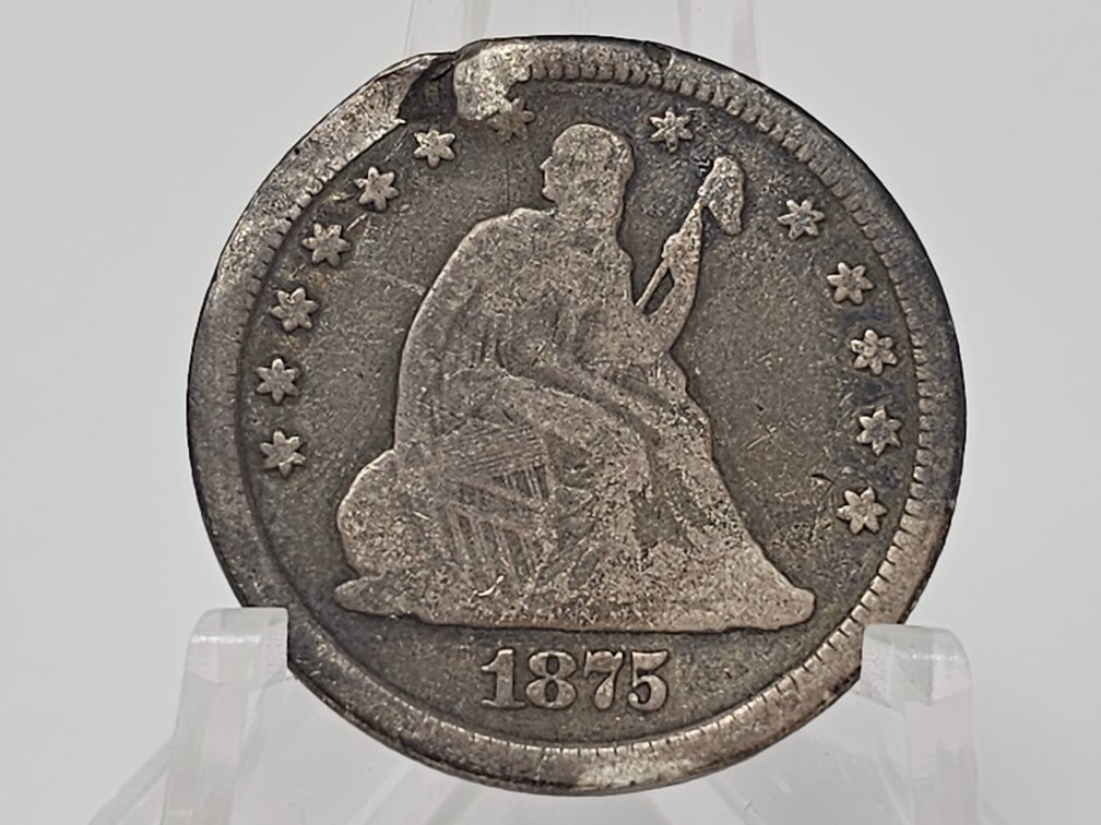 1875 Seated Liberty Silver Quarter 