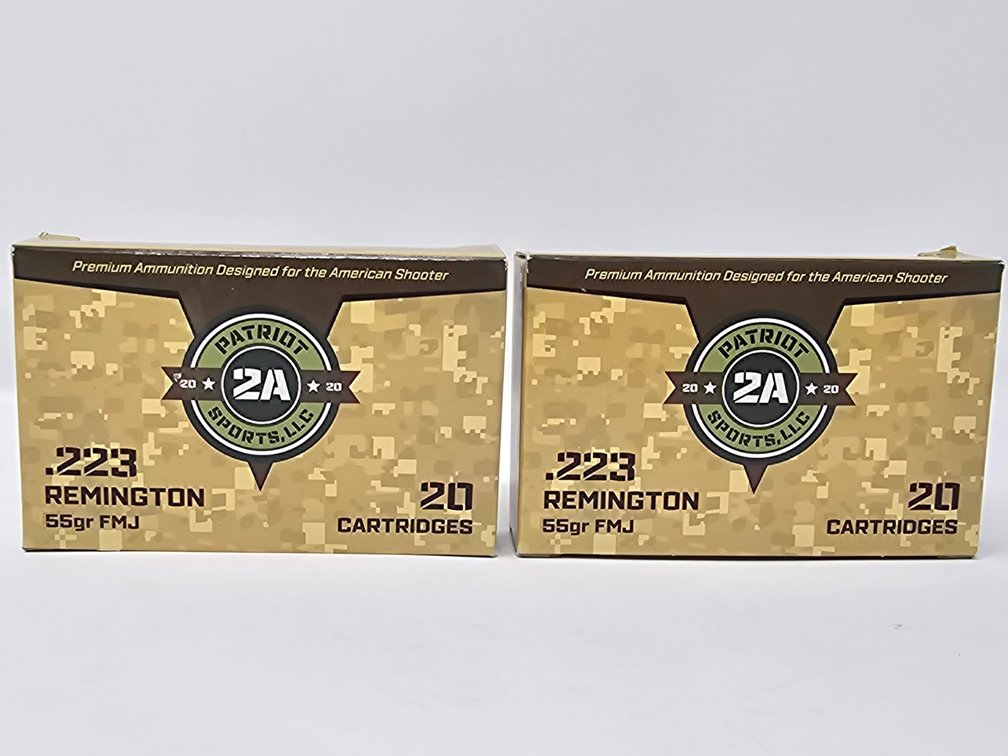 (2) Patriot Sports - .223 Remington 55-Grain FMJ - 20 Rounds x 2 = 40 Rounds Total