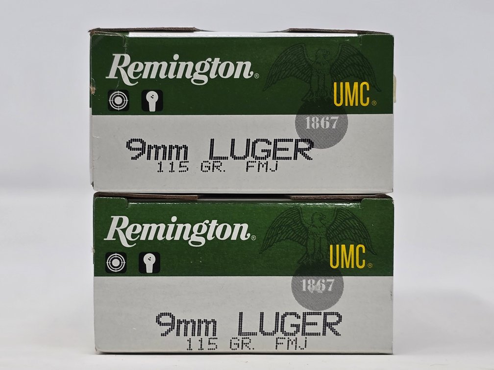 Remington UMC 9mm 115Gr FMJ - 2 Boxes of 50